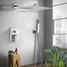 Wall Mount Rainfall Shower Faucet Set Chrome Bathroom Concealed Waterfall Shower System with Swivel tub Spout Mixer Tap