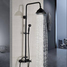 Bathroom Rainfall Shower Mixer Faucet Dual Handle Brass Black Shower Set Faucet Wall Mount Rainfall Shower Mixer Tap