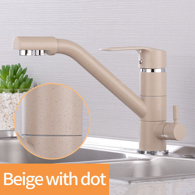 Kitchen Faucet Filter Water Swivel Drinking Faucet Dual Spout Purifier Kitchen Faucets Vessel Sink Mixer Tap Hot and Cold - WELQUEEN