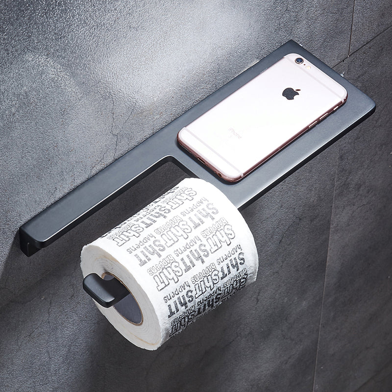 Bathroom Freestanding Toilet Paper Holder for 4 Rolls with Cell Phone Shelf,Black