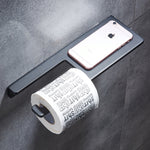 Toilet Paper Holder with Shelf | Black Aluminum Roll Paper Holder Creative Mobile Phone Rack | Wall Mount Bathroom Paper Towel Rack