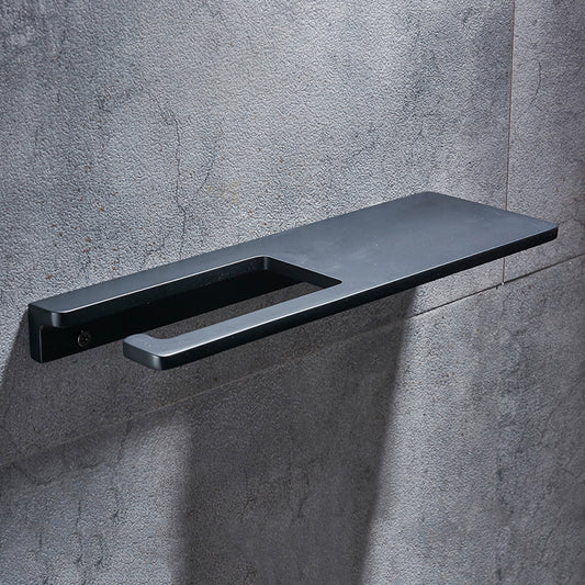 Toilet Paper Holder with Shelf | Black Aluminum Roll Paper Holder Creative Mobile Phone Rack | Wall Mount Bathroom Paper Towel Rack - WELQUEEN