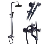 Bathroom Rainfall Shower Mixer Faucet Dual Handle Bath Shower Set Black Brass 8" Showerhead Shower Faucet System