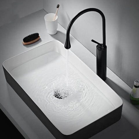 Basin Faucets Modern White Bathroom Faucet Waterfall faucets Single Hole Cold and Hot Water Tap Basin Faucet Mixer Taps - WELQUEEN