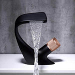 Black Faucet Bathroom Sink Faucets Hot Cold Water Mixer Crane Deck Mounted Single Hole Bath Tap