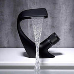 Black Faucet Bathroom Sink Faucets Hot Cold Water Mixer Crane Deck Mounted Single Hole Bath Tap