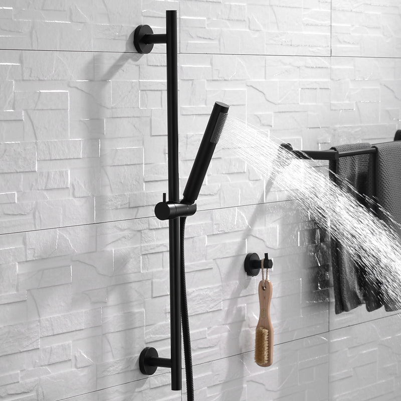 Matte Black Solid Brass Hand Shower Head with Adjustable Slide Bar Brass Hand Held Shower with Hose Shower Riser Slide Rail Bar - WELQUEEN