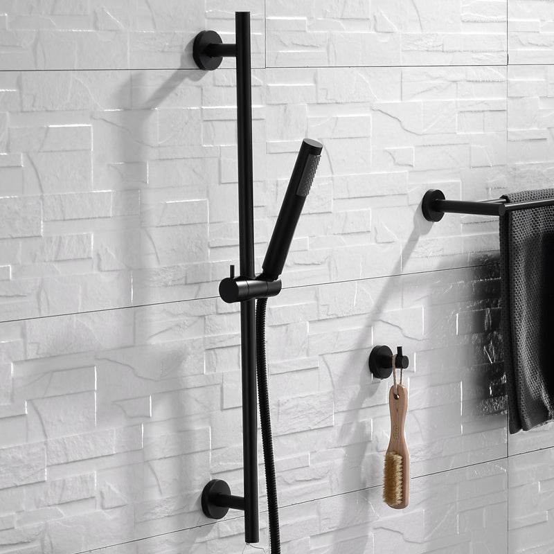 Matte Black Solid Brass Hand Shower Head with Adjustable Slide Bar Brass Hand Held Shower with Hose Shower Riser Slide Rail Bar - WELQUEEN