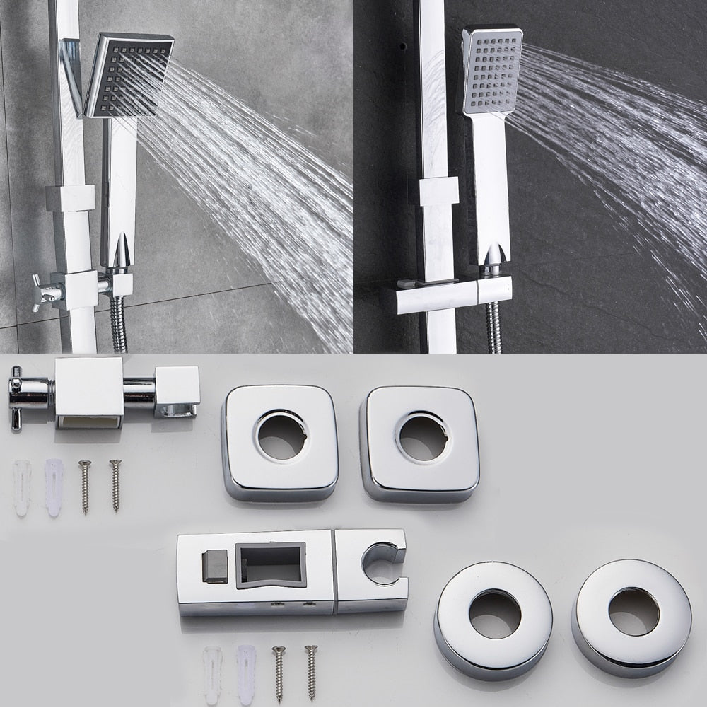 Chrome Shower Faucet Set Bathroom Rainfall Shower Mixers Swivel Spout Bath Shower Crane Hot Cold  Mixer Tap - WELQUEEN