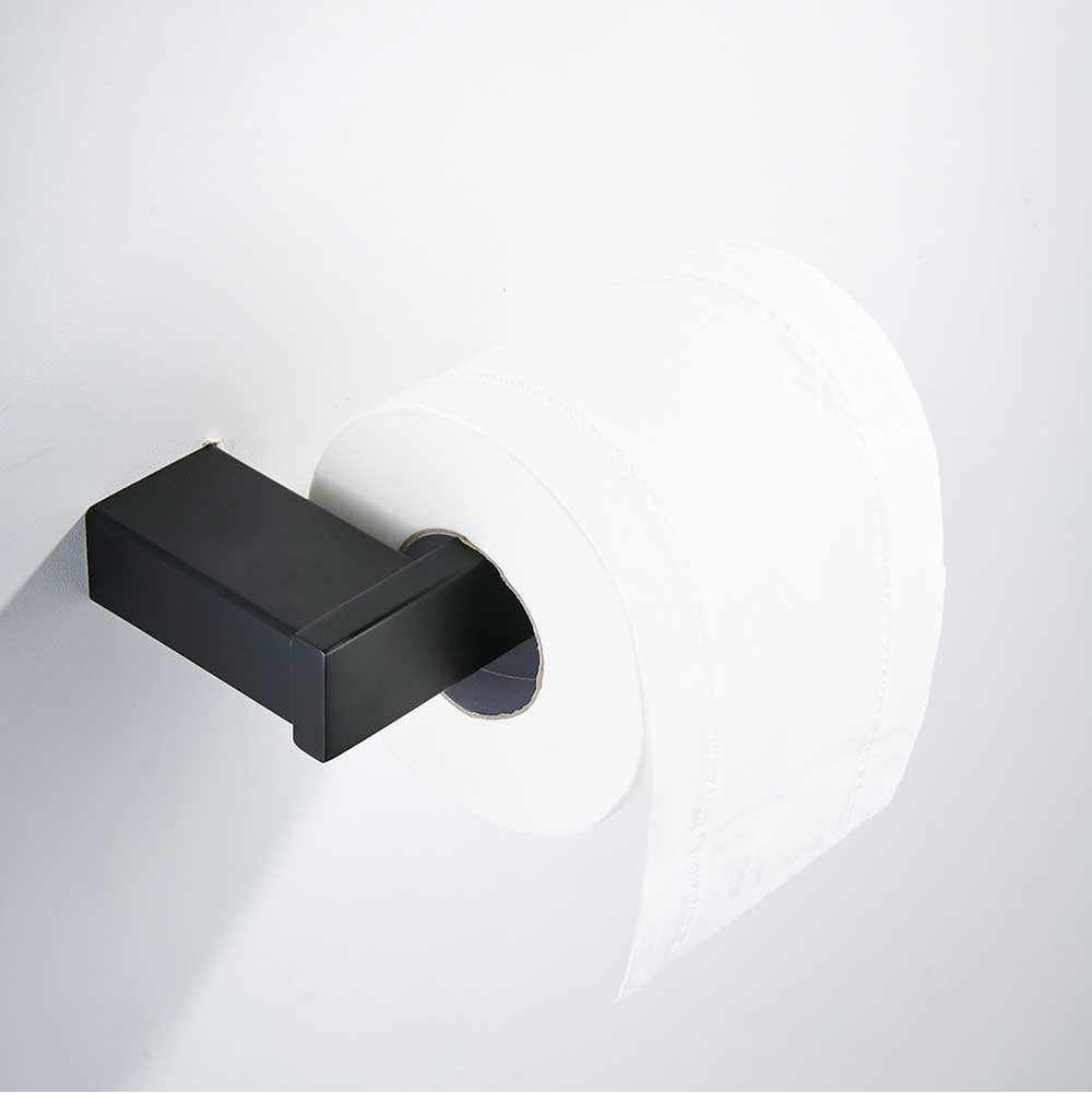 Bathroom Hardware Set Matte Black Paper Holder Towel Rail Rack Robe Hook Toilet Brush Holder Bathroom Accessories - WELQUEEN