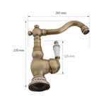 Antique Basin Brass Faucets Bathroom Sink Mixer Deck Faucet Rotate Single Handle Hot And Cold Water Mixer Taps Crane Tap