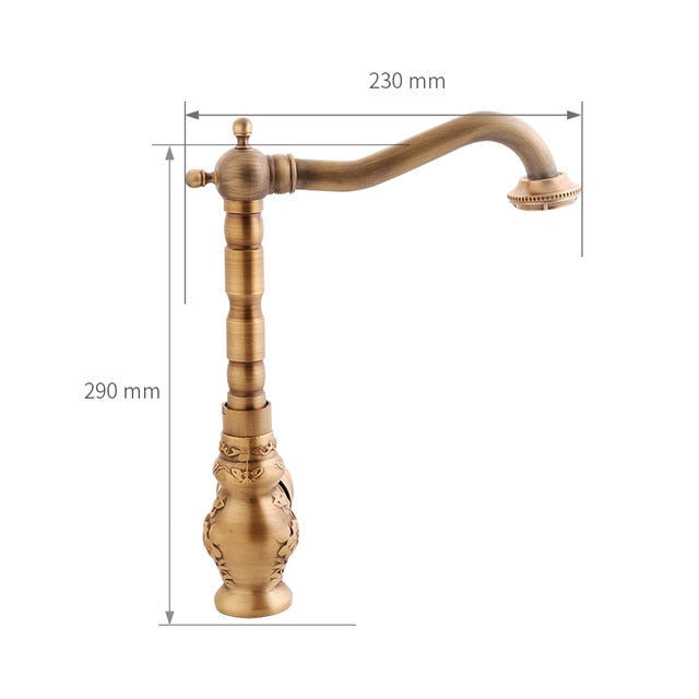 Antique Basin Brass Faucets Bathroom Sink Mixer Deck Faucet Rotate Single Handle Hot And Cold Water Mixer Taps Crane Tap - WELQUEEN