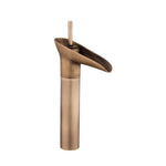 Deck-Mounted Basin Faucets Antique Brass Waterfall Basin Sink Faucet Mixers Taps Bathroom Water Taps
