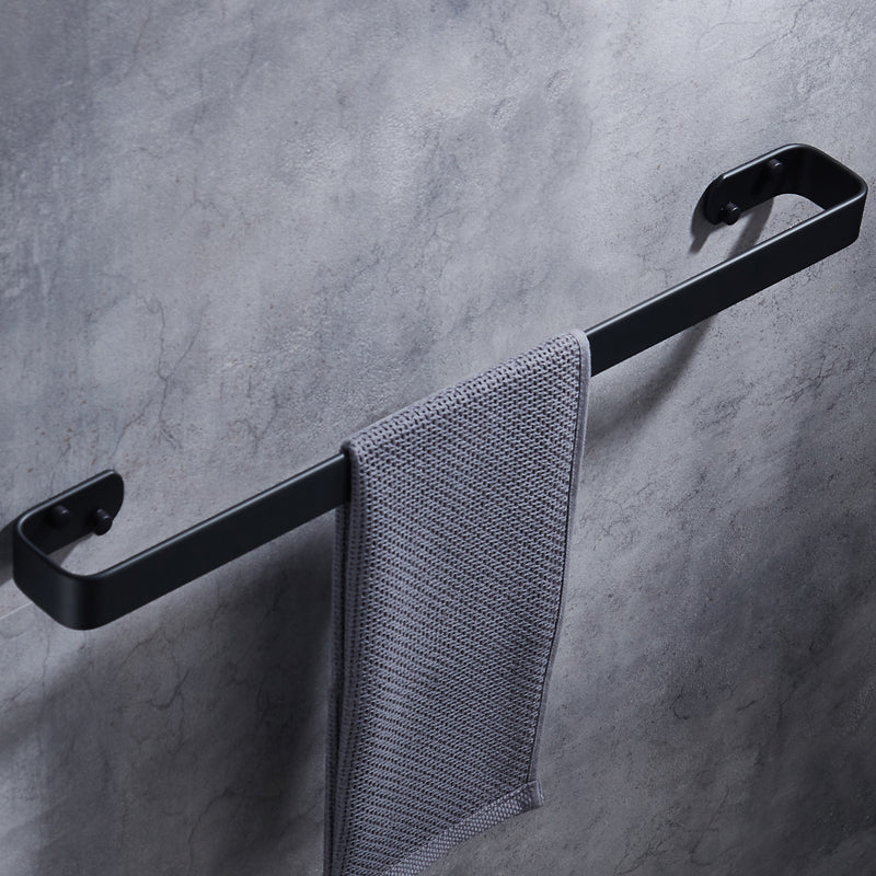 Towel Bar Black Space Aluminum Wall Mounted Single Washroom Towel Rack Hanging Holder Accessories Bathroom Towel Holder Square - WELQUEEN