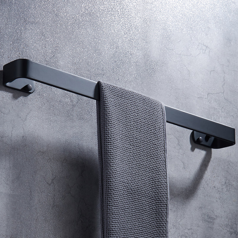 Towel Bar Black Space Aluminum Wall Mounted Single Washroom Towel Rack Hanging Holder Accessories Bathroom Towel Holder Square - WELQUEEN