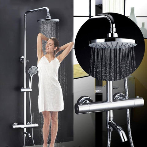 Shower Thermostatic Faucet Shower Faucets Bathroom Bath Shower Mixer Set Waterfall Rain Shower Head Set Bathtub Faucet Tap - WELQUEEN