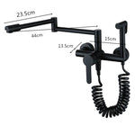 Foldable Kitchen Faucets Solid Brass Kitchen Sink Mixer Tap Hot & Cold Wall Mounted With Bidet Sprayer Rotating Sink Mixer
