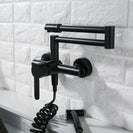 Foldable Kitchen Faucets Solid Brass Kitchen Sink Mixer Tap Hot & Cold Wall Mounted With Bidet Sprayer Rotating Sink Mixer