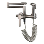 Foldable Kitchen Faucets Solid Brass Kitchen Sink Mixer Tap Hot & Cold Wall Mounted With Bidet Sprayer Rotating Sink Mixer