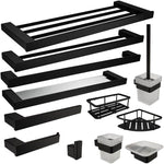 New SUS 304 Stainless Steel Bathroom Hardware Set Black Matte Paper Holder Toothbrush Holder Towel Bar Bathroom Accessories