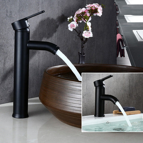 Stainless Steel Bathroom Basin Faucet Single Handle Cold And Hot Water Mixer Waterfall Bathroom Sink Faucets Free Shipping - WELQUEEN