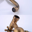 Antique Brass 360 Rotation Double Handle Kitchen Sink Faucet Wall Mounted Crane Bathroom Basin Cold And Hot Mixer Tap