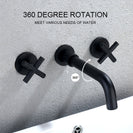 Wall-Mounted Bathroom Taps Top Fashion 3 Hole Sink Basin Mixer Tap Set Bathroom Spout Faucet With Double Lever