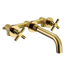 Wall-Mounted Bathroom Taps Top Fashion 3 Hole Sink Basin Mixer Tap Set Bathroom Spout Faucet With Double Lever