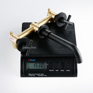 Wall-Mounted Bathroom Taps Top Fashion 3 Hole Sink Basin Mixer Tap Set Bathroom Spout Faucet With Double Lever - WELQUEEN