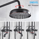 Bathroom Rainfall Shower Mixer Faucet Dual Handle Bath Shower Set Black Brass 8" Showerhead Shower Faucet System