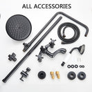 Bathroom Rainfall Shower Mixer Faucet Dual Handle Bath Shower Set Black Brass 8" Showerhead Shower Faucet System