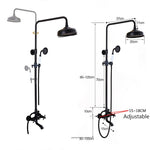Bathroom Rainfall Shower Mixer Faucet Dual Handle Bath Shower Set Black Brass 8" Showerhead Shower Faucet System