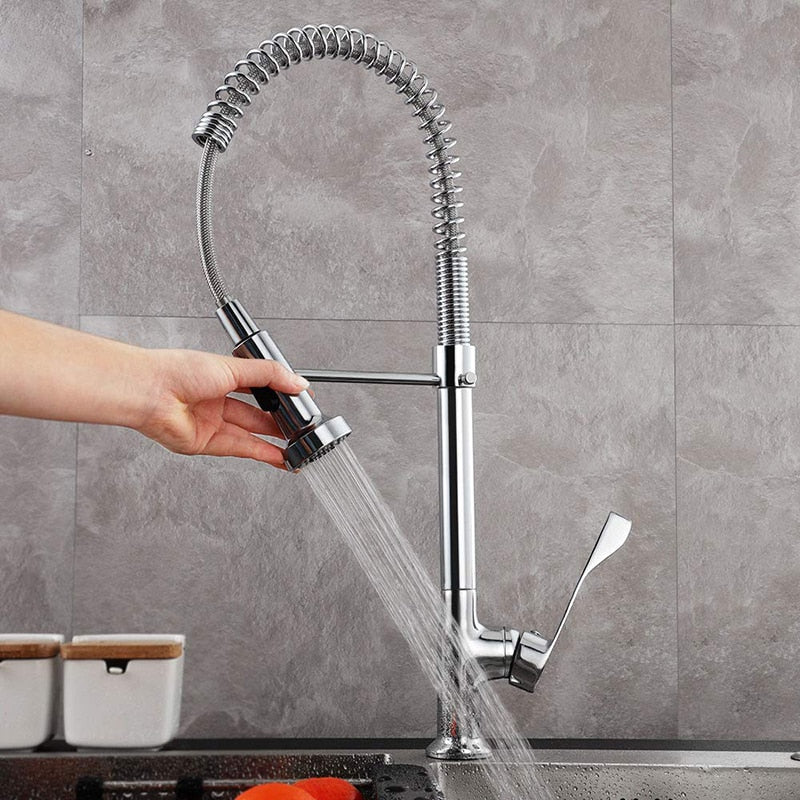 Kitchen Faucet Pull Down Nozzle Dual Mode Water Mixer Single Handle Hot Cold 2 Outlet Shower 360 Swivel Kitchen Taps - WELQUEEN