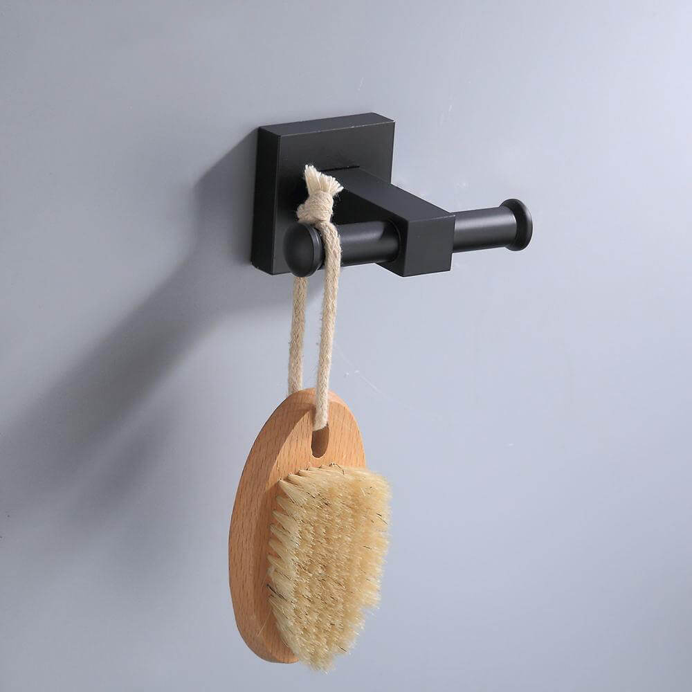 Aluminum Bathroom Accessories Black Towel Rack Towel Ring Hair Dryer Holder Wall Mounted Toilet Paper Holder Soap Basket - WELQUEEN