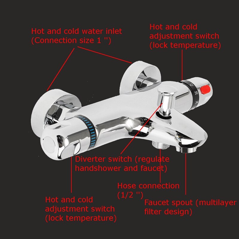 Bathroom Thermostatic Mixer Tap Hot And Cold Bathroom Mixer Mixing Valve Bathtub Faucet Thermostatic Shower Faucets Set - WELQUEEN