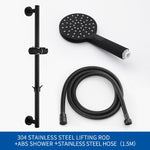 Adjustable Slide Bar with Handshower Set Matte Black Stainless Steel Round Shower Riser Rail Bar With Hose and Shower