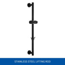 Adjustable Slide Bar with Handshower Set Matte Black Stainless Steel Round Shower Riser Rail Bar With Hose and Shower