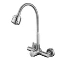 Stainless Steel Wall Mounted Kitchen Faucet Wall Kitchen Mixers Kitchen Sink Tap 360 Degree Swivel Flexible Hose Double Holes