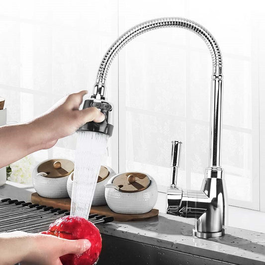 Kitchen 360Degree Rotatable Spout Single Handle Sink Basin Faucet Adjustable Solid Brass Pull Down Spray Mixer Tap Deck Mounted - WELQUEEN