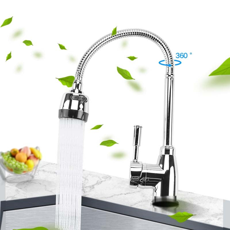 Kitchen 360Degree Rotatable Spout Single Handle Sink Basin Faucet Adjustable Solid Brass Pull Down Spray Mixer Tap Deck Mounted - WELQUEEN