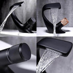Black Faucet Bathroom Sink Faucets Hot Cold Water Mixer Crane Deck Mounted Single Hole Bath Tap