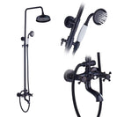 Bathroom Rainfall Shower Mixer Faucet Dual Handle Bath Shower Set Black Brass 8" Showerhead Shower Faucet System