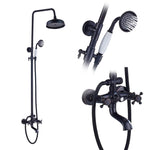 Bathroom Rainfall Shower Mixer Faucet Dual Handle Bath Shower Set Black Brass 8" Showerhead Shower Faucet System
