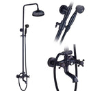 Bathroom Rainfall Shower Mixer Faucet Dual Handle Bath Shower Set Black Brass 8" Showerhead Shower Faucet System