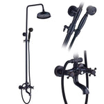 Bathroom Rainfall Shower Mixer Faucet Dual Handle Bath Shower Set Black Brass 8" Showerhead Shower Faucet System