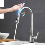 Pull Out Black Sensor Kitchen Faucets Stainless Steel Smart Induction Mixed Tap Touchless Control Sink Tap