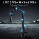 Pull Out Black Sensor Kitchen Faucets Stainless Steel Smart Induction Mixed Tap Touchless Control Sink Tap