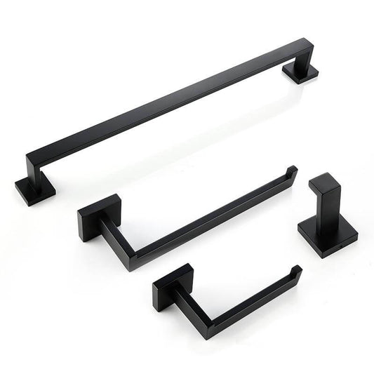 Bathroom Hardware Set Black Robe Hook Towel Rail Bar Rack Bar Shelf Tissue Paper Holder Toothbrush Holder Bathroom Accessories - WELQUEEN