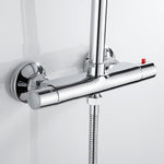 Bath Shower Faucet Thermostatic Faucets Wall Mounted Mixer Valve Tap Temperature Control Rain Shower Bathroom Twin Outlet