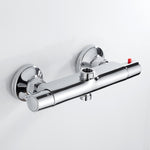 Bath Shower Faucet Thermostatic Faucets Wall Mounted Mixer Valve Tap Temperature Control Rain Shower Bathroom Twin Outlet
